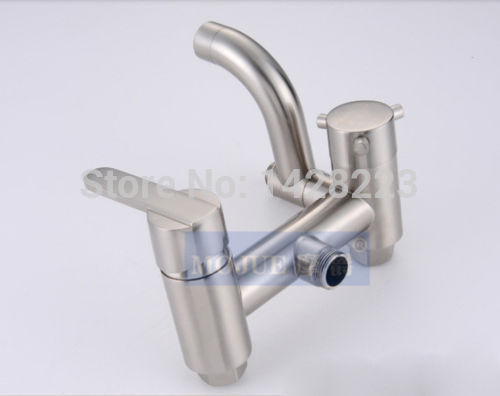 brushed nickel finished wall mounted rainfall shower faucet system single handle bath and shower faucet with hand shower