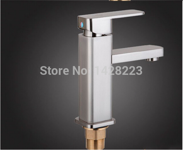 contemporary brushed nickel finish bathroom square basin sink faucet mixer tap deck mounted