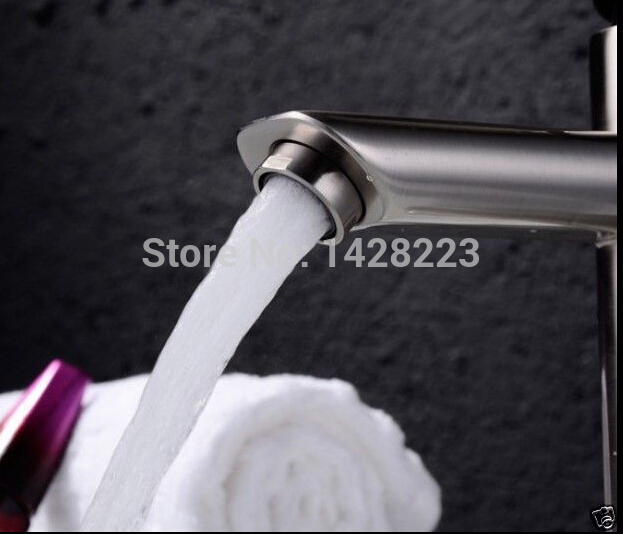 single handle nickel brushed basin sink faucet bathroom vessel sink mixer tap