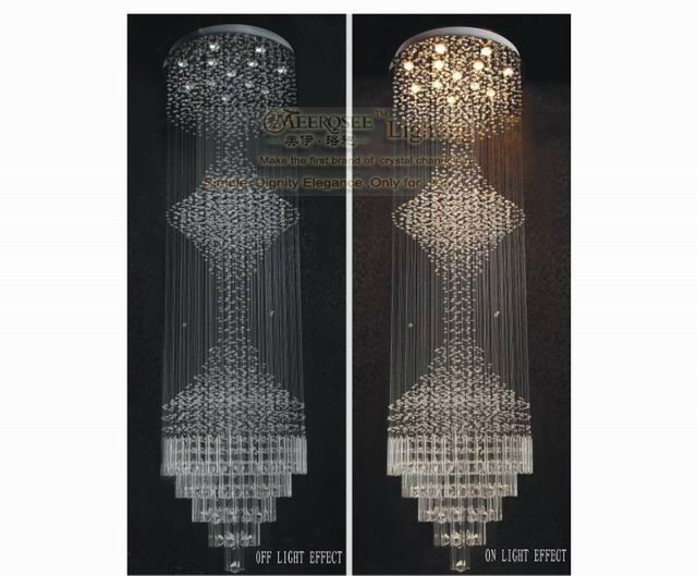 long size large crystal ceiling light fixture crystal light stair light lustre lamp for stair case and foyer / hallway md1016