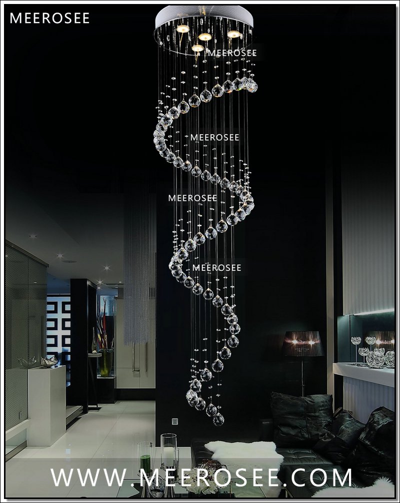 long spiral crystal ceiling light / lamp / lighting fixture for stair / foyer/ hallway ready stock