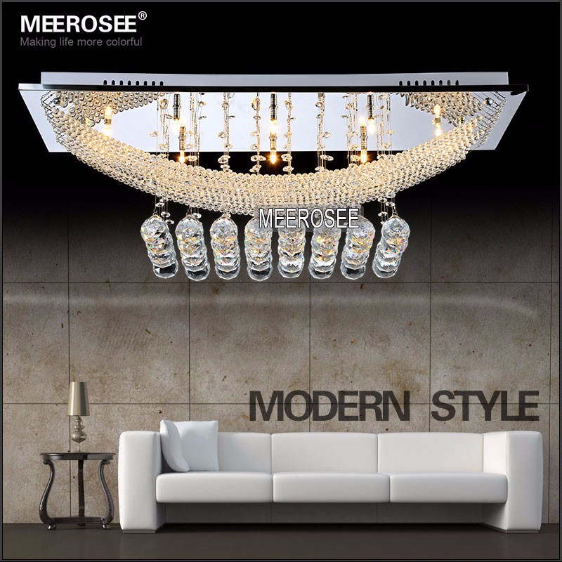 modern crystal ceiling light fixture rectangle lustre crystal light/ lamp modern ceiling lights for living room md5081-l8