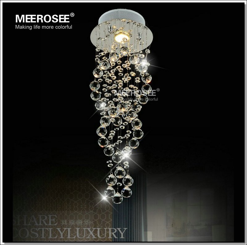 spiral crystal chandelier light fixture with gu10 bulb flush mounted crystal lustre light for stairs porch aisle hallway