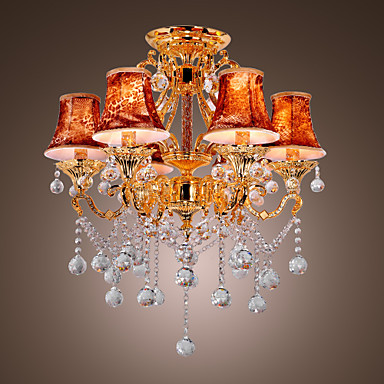 110v-220v 6 lights swag gold led crystal chandelier home lighting, lustres de crystal,lustre de cristal