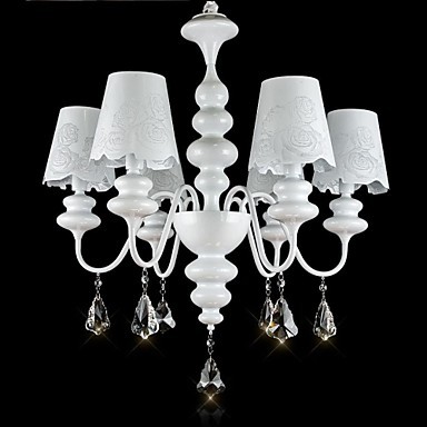110v-220v 6 lights white led modern crystal chandelier lamps, lustres de sala,lustre de cristal