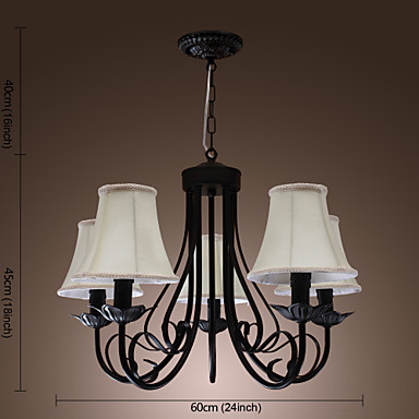 110v-220v black antique style led chandelier 5 lights chandeliers home lighting for dinnig living room