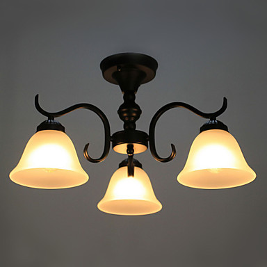 110v-220v black iron glass led chandelier 3 lights lamp chandeliers home lighting for dinnig living room