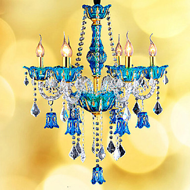 110v-220v bule led modern crystal chandelier with 6 lights chandeliers,lustres de sala,lustre de cristal