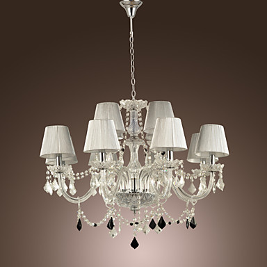 110v-220v palace glass big large led crystal chandelier lamp with 12 lights, lustres de crystal,lustre de cristal