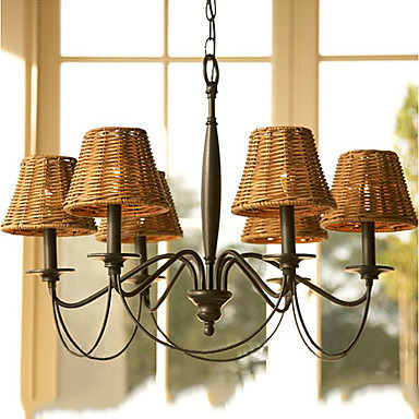 90v-220v black cane shade led chandelier with 6 lights home chandeliers for dinnig room lustre