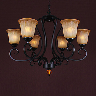90v-220v black large vintage led chandelier with 6 lamps home chandeliers for dinnig living room lustres