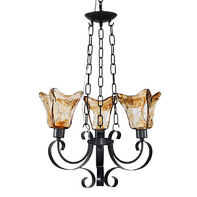 ac110v-220v black classic iron led chandelier 3 lights lamps chandeliers home lighting for bedroom living room