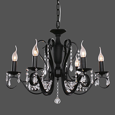ac110v-220v black led modern crystal chandelier lamps with 6 lights, lustre de crystal,lustres de cristal sala