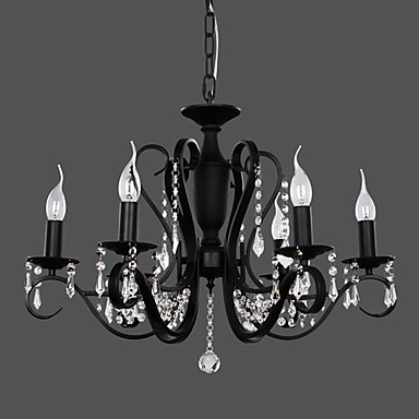 ac110v-220v black led modern crystal chandelier lamps with 6 lights, lustre de crystal,lustres de cristal sala