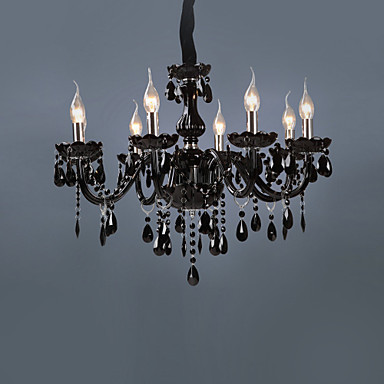 ac110v-220v black led modern crystal chandelier lamps with 8 lights, lustres de crystal,lustre de cristal