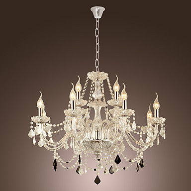 ac110v-220v glass led modern crystal chandelier with 12 lights, lustre de crystal,lustres de cristal