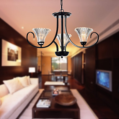 ac110v-220v glass modern led chandelier with 3 lights lamp home lighting chandeliers for living dining room