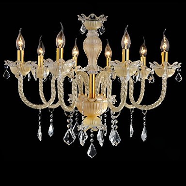 ac110v-220v gold glass modern crystal led chandelier lamps with 8 light, lustre de crystal,lustres de cristal