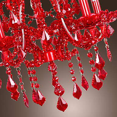 ac110v-220v red home led modern crystal chandelier lamp with 5 lights, lustre de crystal,lustres de cristal