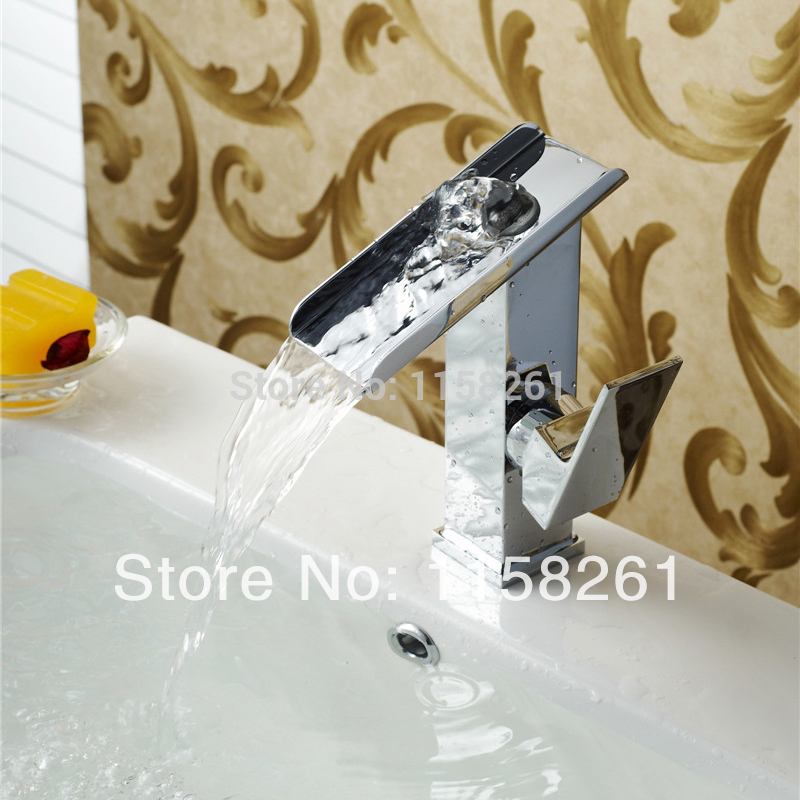 new modern chrome bathroom basin faucet brass mixer tap vanity faucet sink mixer tap waterfall faucet lt-515