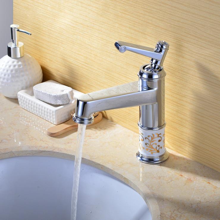 whole and retail promotion new chrome brass deck mounted bathroom basin faucet ceramic style sink mixer tap jr-805l