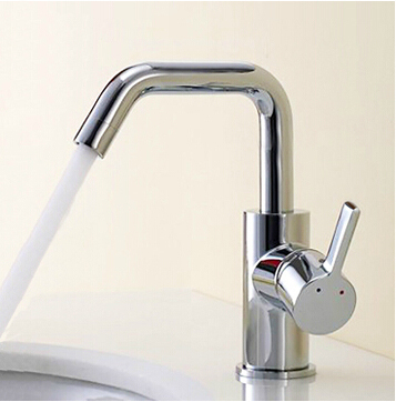 contemporary bathroom water tap mixer polished chrome finish deck mounted single lever washbasin faucet