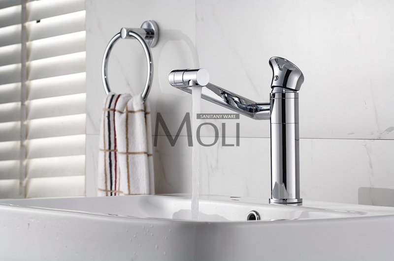 new arrival chrome finish basin faucet body and spout 360 degree rotating faucets single lever cold and water tap