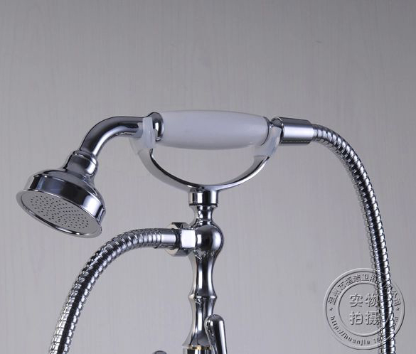 bathroom chrome floor stand faucet telephone type bath shower mixer brass shower set luxury bathtub tap hj-5033