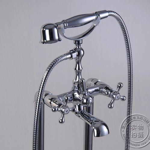 bathroom chrome floor stand faucet telephone type bath shower mixer brass shower set luxury bathtub tap hj-5034