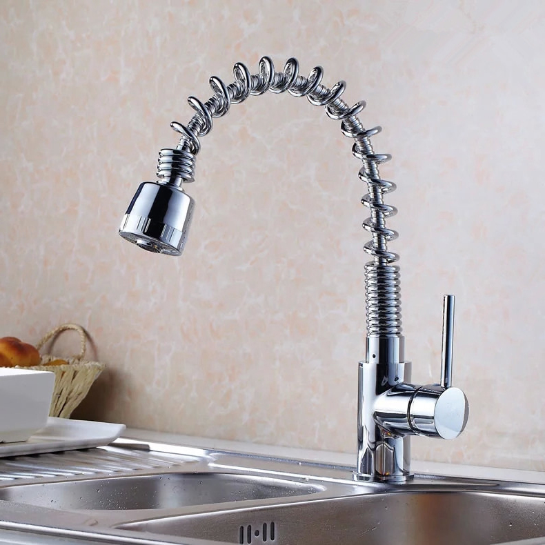 pull out and down faucet chrome swivel kitchen sink mixer vessel tap spray kitchen faucet mixer tap faucet hj-8052