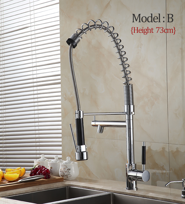 whole pull out up& down sprayer chrome brass water kitchen faucet swivel vessel sink mixer tap cozinha 50729