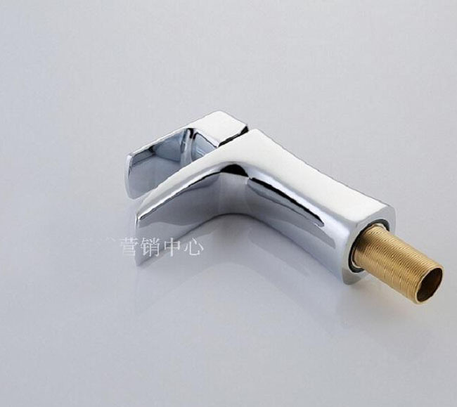 chrome brass waterfall spout basin sink faucet single handle with and cold water