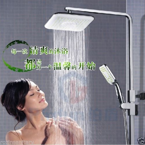 chrome finish swivel tub spout bathroom shower faucet set 8" rainfall shower mixer taps with handheld shower