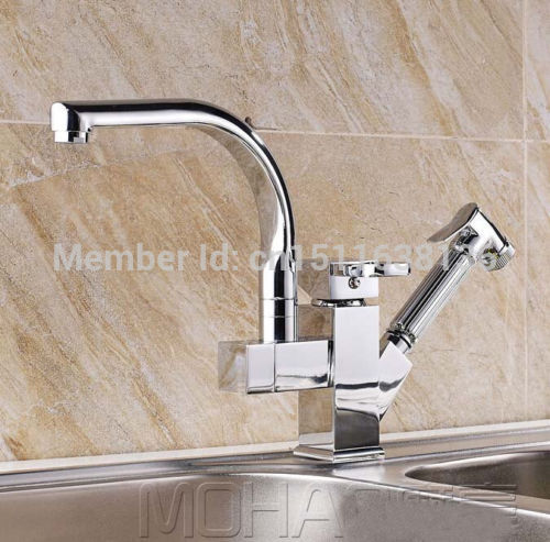 contemporary chrome brass kitchen pull out faucet sink mixer tap deck mounted