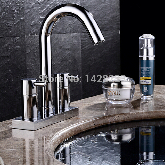 new arrive dual handles deck mount basin sink faucet chrome brass bathroom sink mixer tap
