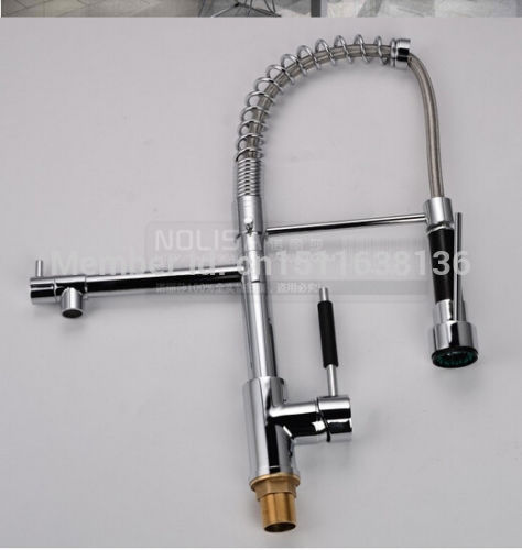 new deck mounted spring chrome brass kitchen faucet pull out sink mixer tap