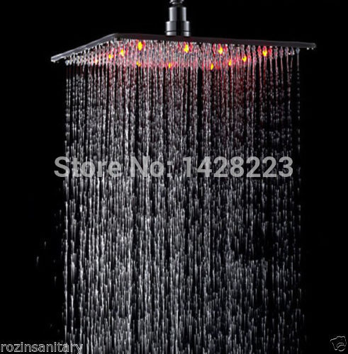 polished chrome temperature control rainfall shower faucet wall mounted led color changing thermostatic shower mixer taps