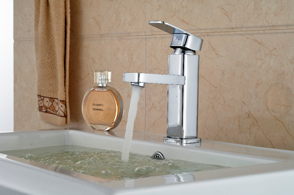 single handle brass basin sink faucet deck mount bathroom vanity sink mixer water taps chrome finish