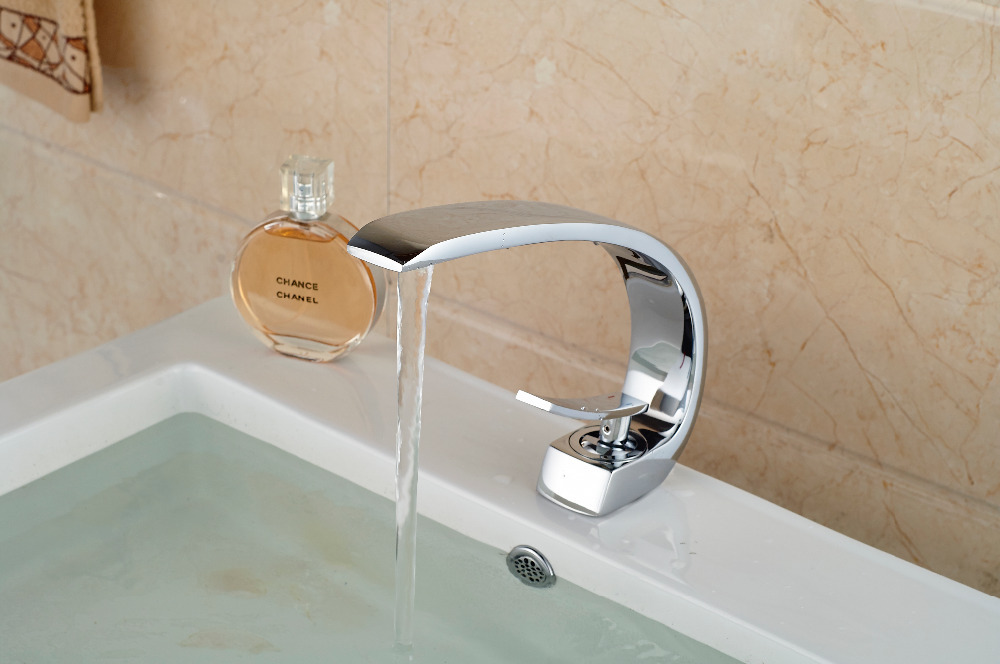 unique design deck mount full brass bathroom basin faucet single handle mixer taps chrome finished