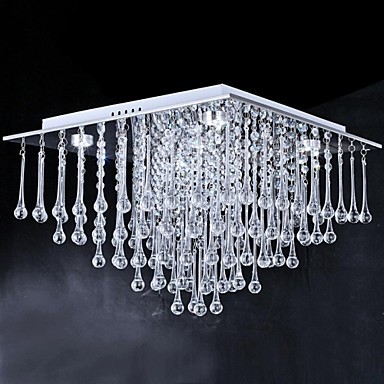 stainless steel plating modern led crystal ceiling light lamp with 5 lights for living room lustre de cristal