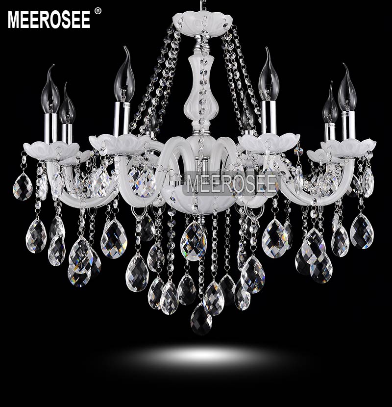 8 lights modern white crystal chandelier light elegant cristal lustres premium quality light fixtures fast md801