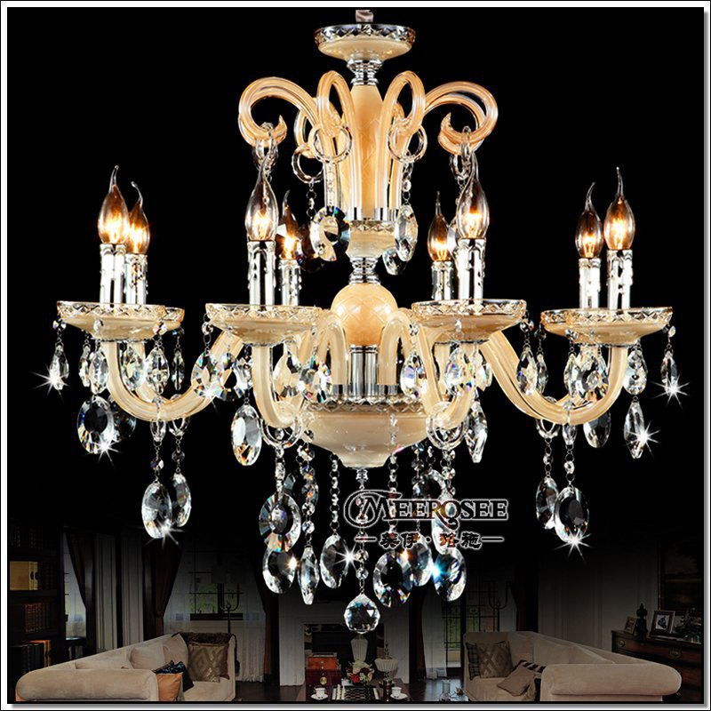 champange 8 lights crystal chandelier lighting glass chandelier luster lamp for living room meeting room lobby md88001
