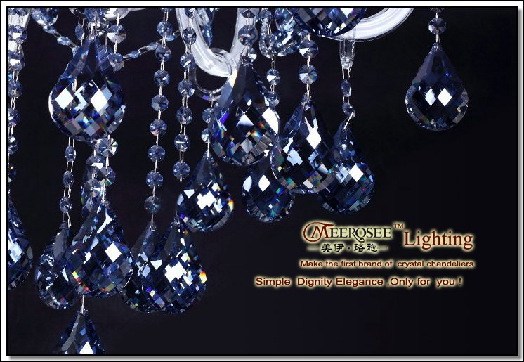 meerosee lighting small elegant water bule crystal glass chandelier lighting 6 lamps mds36 w650mm h700mm