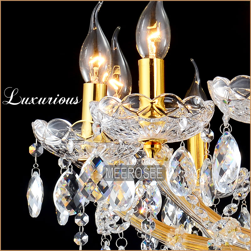 clear gold candle chandelier large cristal chandelier vintage incandescent luminaire pendelleuchte lights 17 lamps md8477