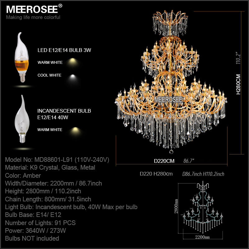 large el crystal chandelier light fixture maria theresa amber golden led crystal light for lobby stair hallway project