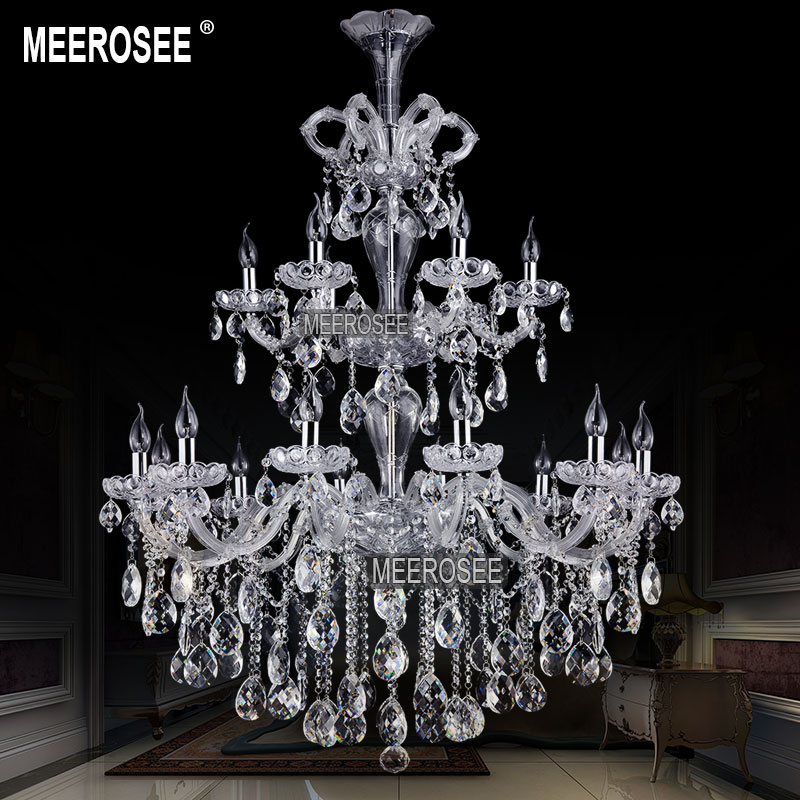 luxurious large crystal chandelier light 2 tiers clear crystal lighting fixture staircase chandelier for el hanging lamp