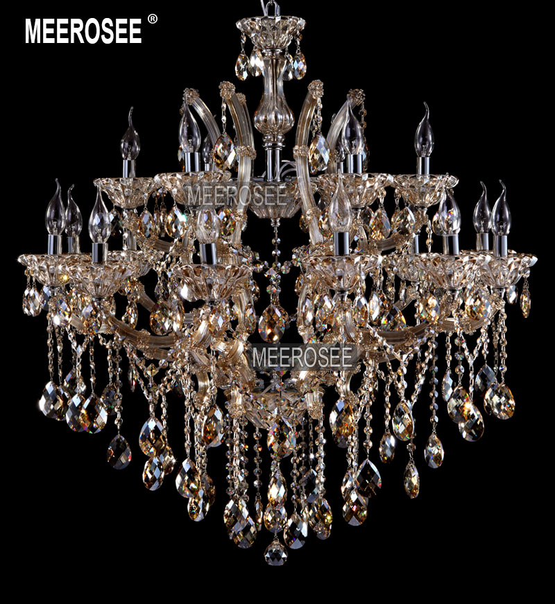 massive cognac color crystal chandelier lighting, chrystal candle chandelier lamps glass lustre 18 lights for dining living room