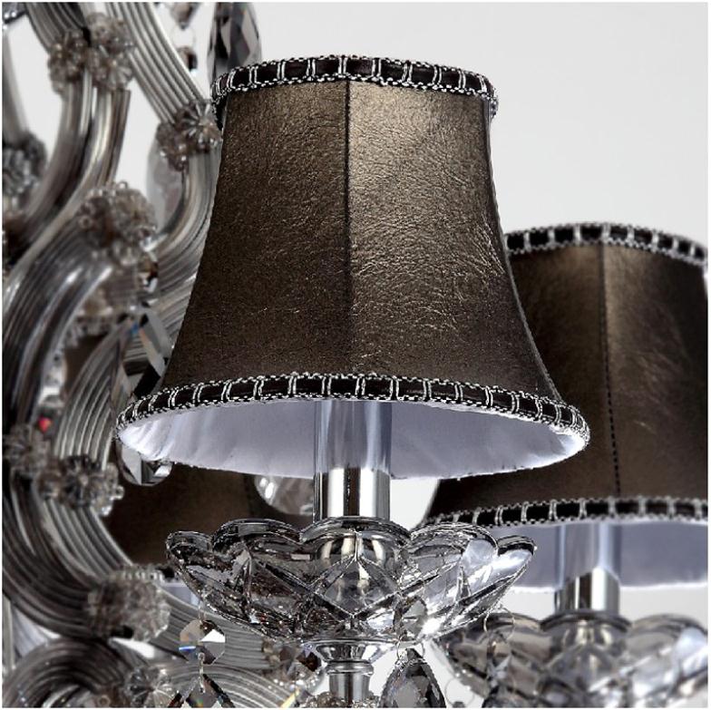 modern crystal chandelier lights maria theresawith lampshades 6 arms lustre mds06-l6 smoky gray dining room