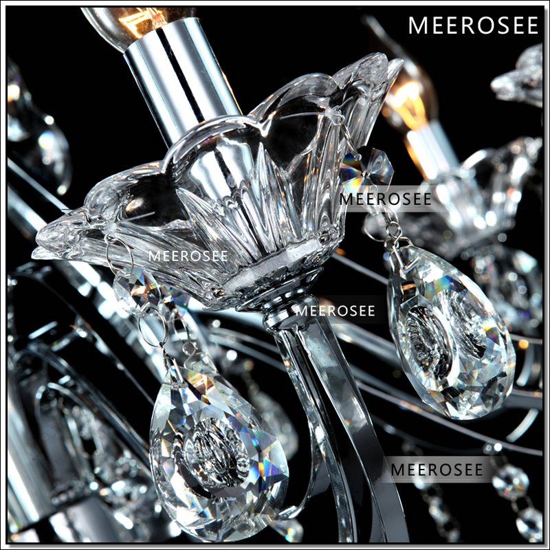 8 arms modern chrome crystal chandelier light fixture wrought iron hanging chandelier lighting with top class k9 crystal