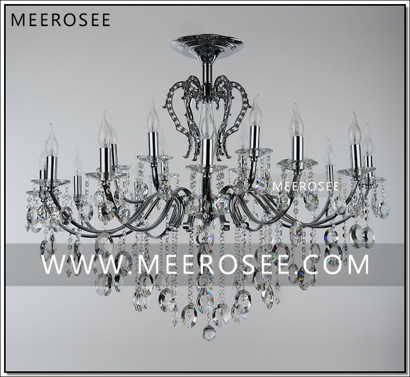 large18 arms vintage silver chandelier crystal lighting fixture lustre crystal hanging lamp md8459 d1080mm h890mm